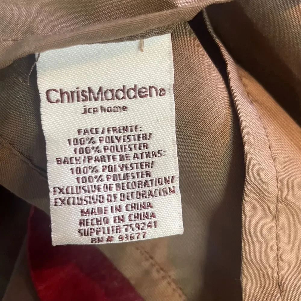 Chris Madden JCP Home Euro Sham Brown Burgundy Embroidered Medallion‎ 31x24.5